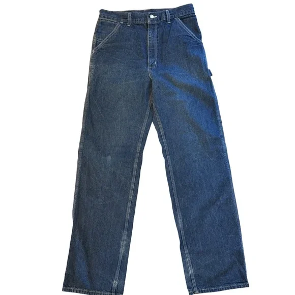 Vtg Carhartt USA Made Baggy Jeans Dungaree Fit Denim Mens 31x33 Carpenter‎ 90s - Picture 2 of 13